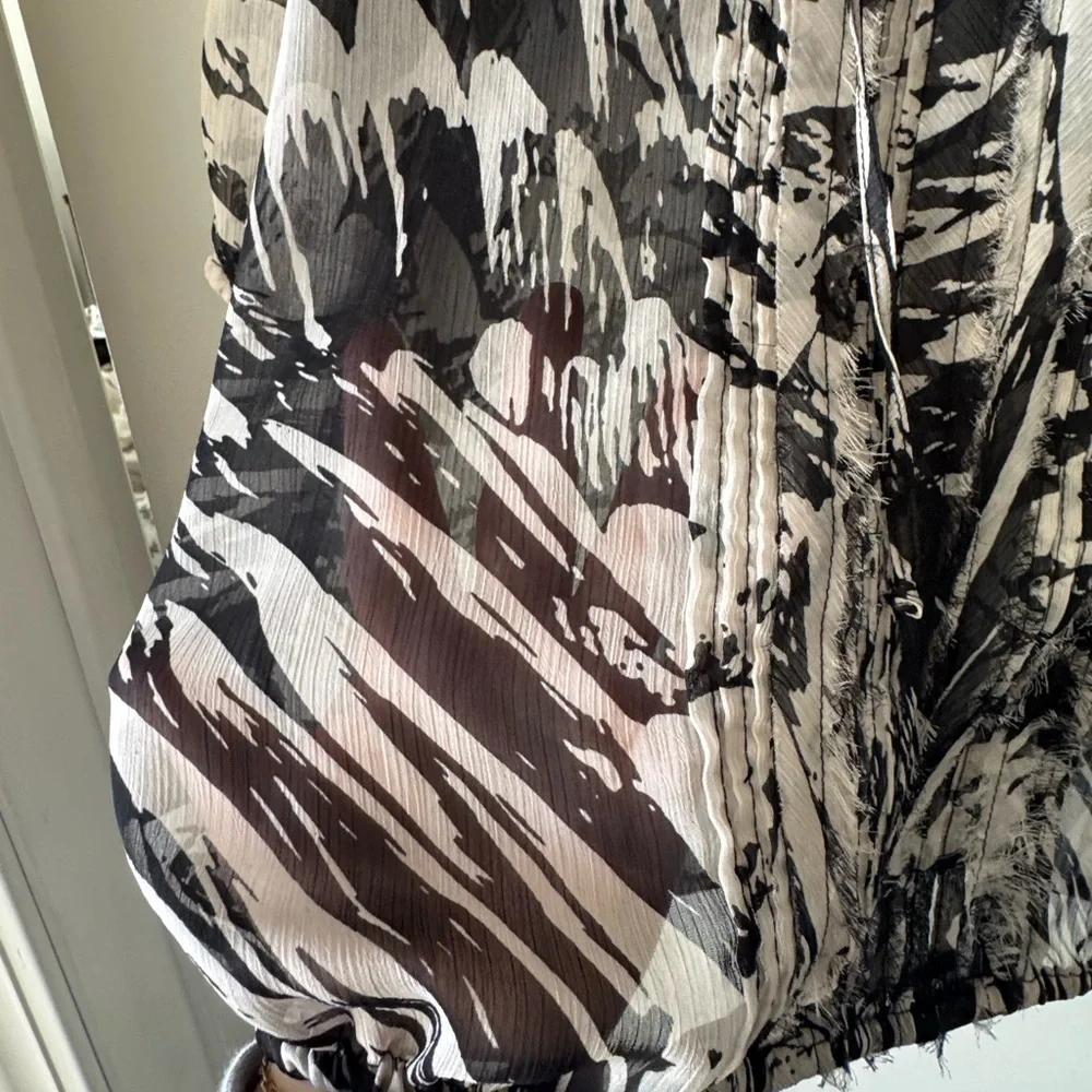 Express Semi-Sheer V-Neck Top